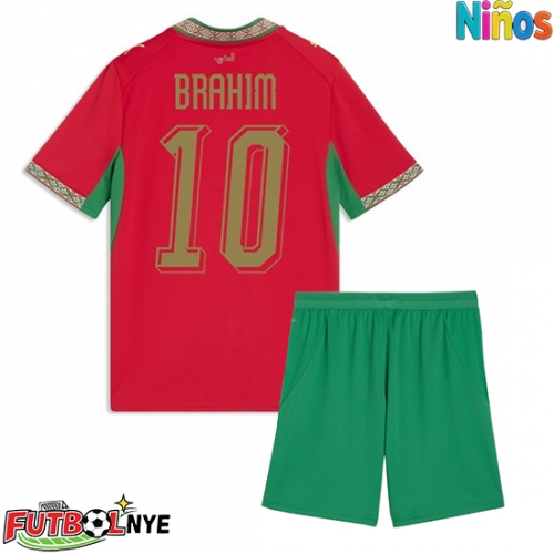 Camiseta Marruecos Brahim Diaz #10 Primera Equipación para niños Mundial 2026 manga corta (+ pantalones cortos)